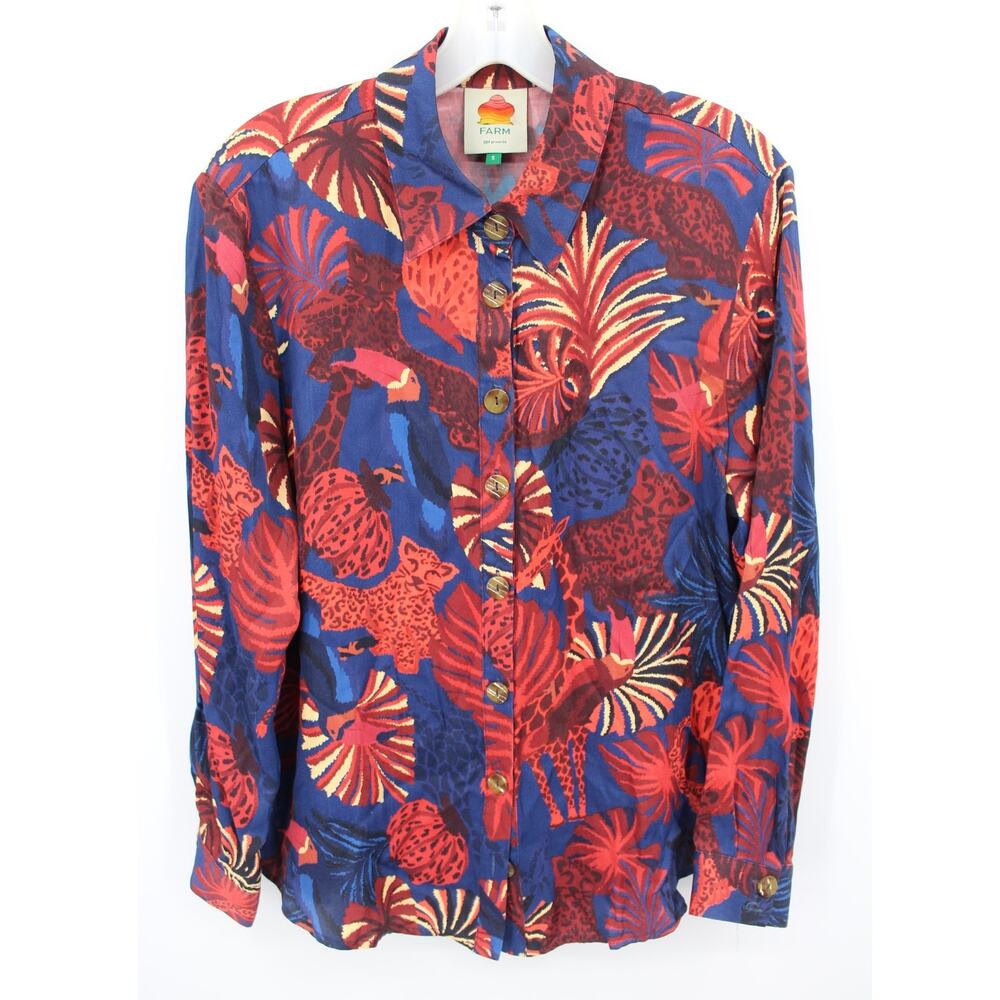 Farm Rio Animals Tapestry Button-Front Shirt Size Small